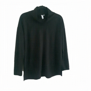 2/$35 Sale CABLE & GAUGE Relaxed Fit Blk Long Slv Fleecy Jersey Top SzM